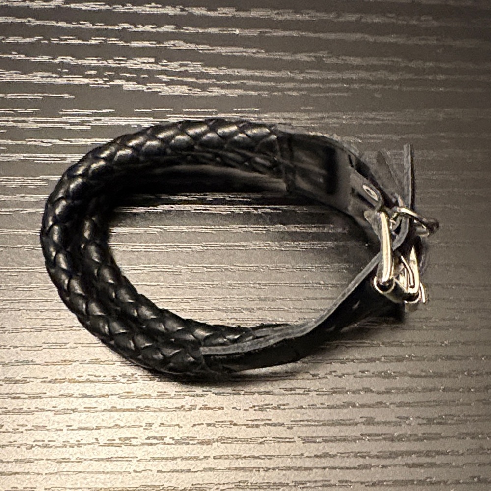 Black Braided Leather Bracelet - Picture 7 of 8